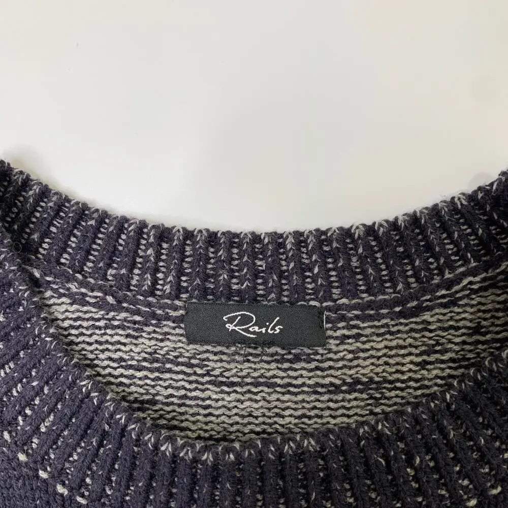 Rails Sweater Mens L Large Slim Navy Bryce‎ Textured Marled Knit Cotton Acrylic